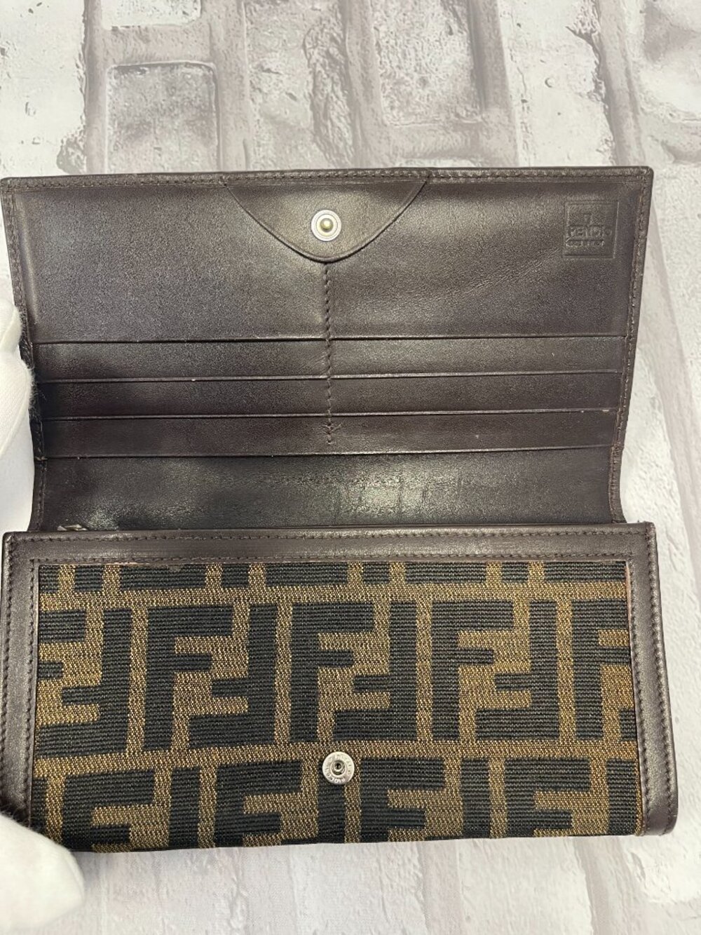 Fendi Zucca FF Canvas Long Wallet w/ Leather Trim - Preowned - Picture 3 of 15